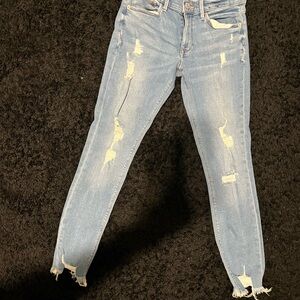 Express Blue Skinny Distressed Pants